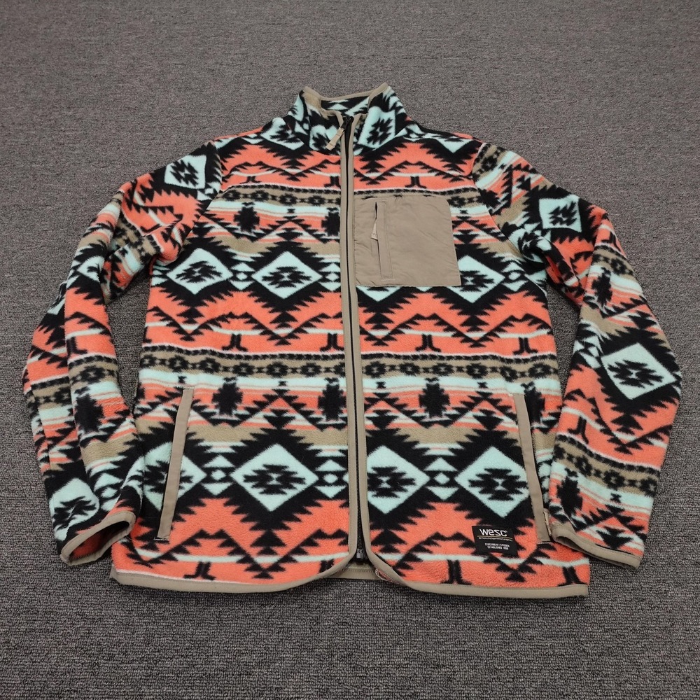WeSC Jacket Mens Medium Moritz Aztec Fleece Full Zip Outdoor Hiking M414575T